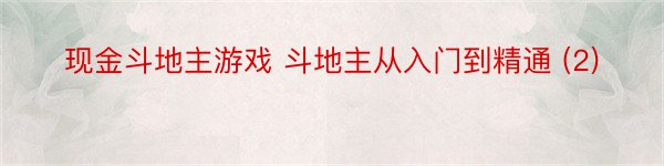 现金斗地主游戏 斗地主从入门到精通 (2)