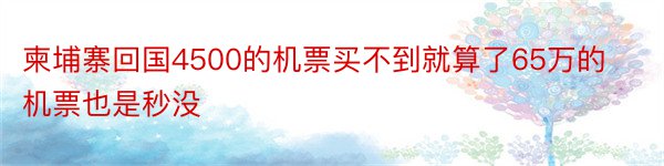 柬埔寨回国4500的机票买不到就算了65万的机票也是秒没