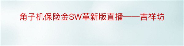 角子机保险金SW革新版直播——吉祥坊